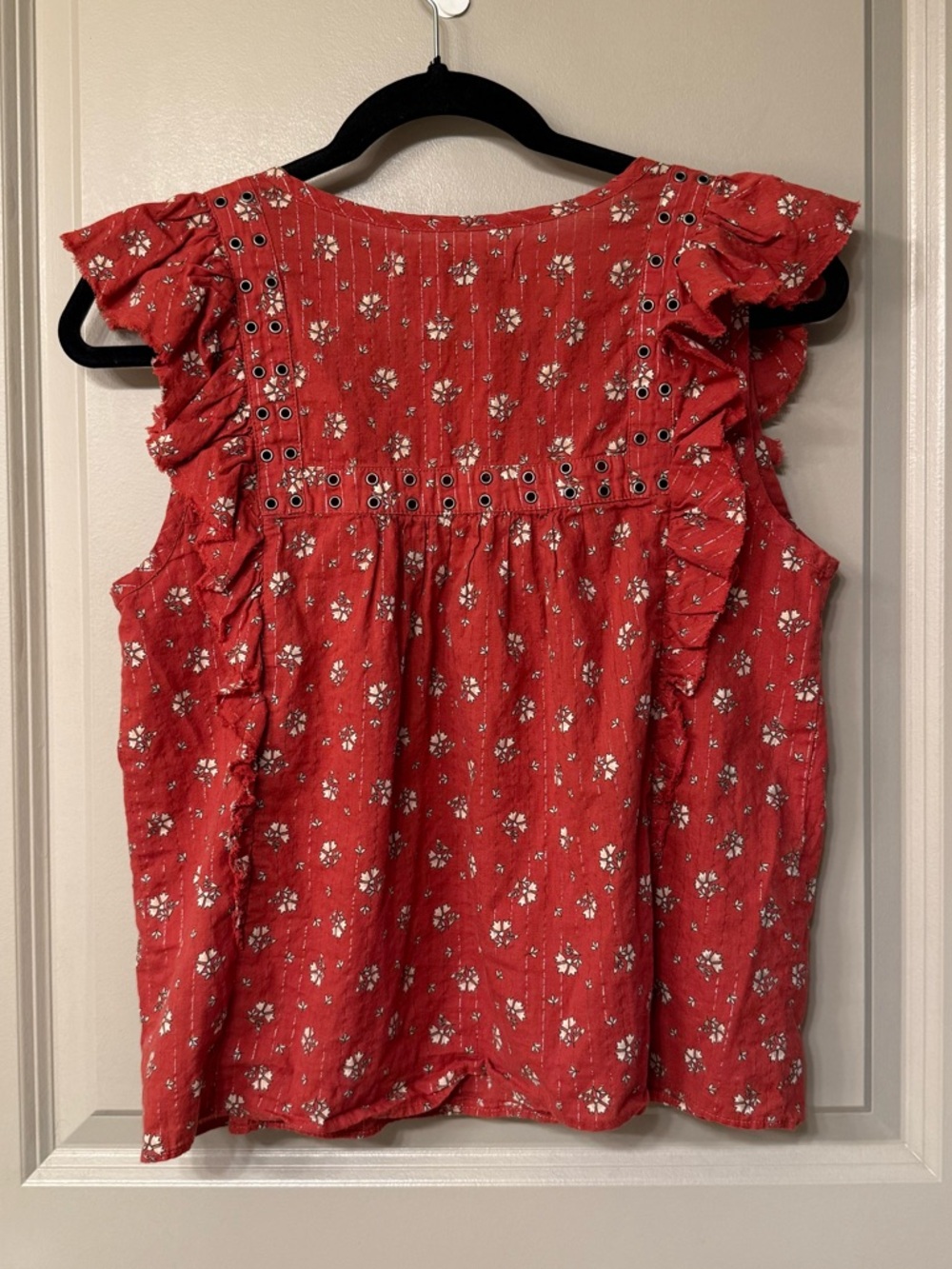 Abercrombie & Fitch Rust Floral Eyelet Ruffle Top - Picture 4 of 8